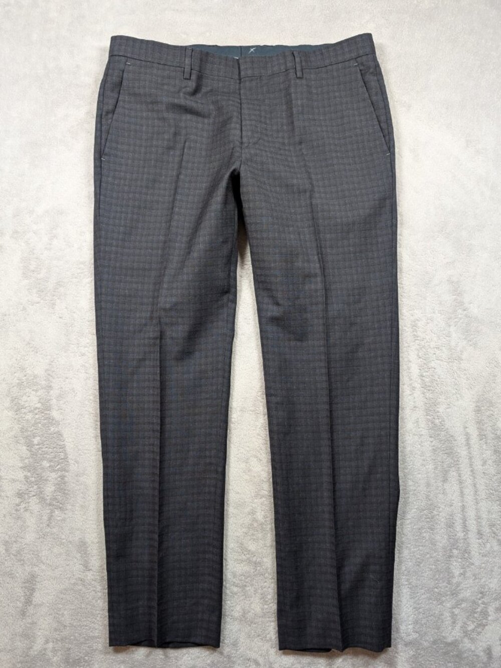 Hugo Boss Dress Pants Men 36 Blue Plaid Formal Slacks Trouser Professor Academia